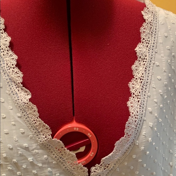 SHEIN Frenchy Swiss Dot Lace Panel Blouse - Picture 9 of 17